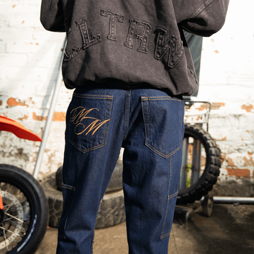 CULTUREWISE TWO STROKE SAINTS PANTALONES FLARE RAW DENIM JEAN AZUL