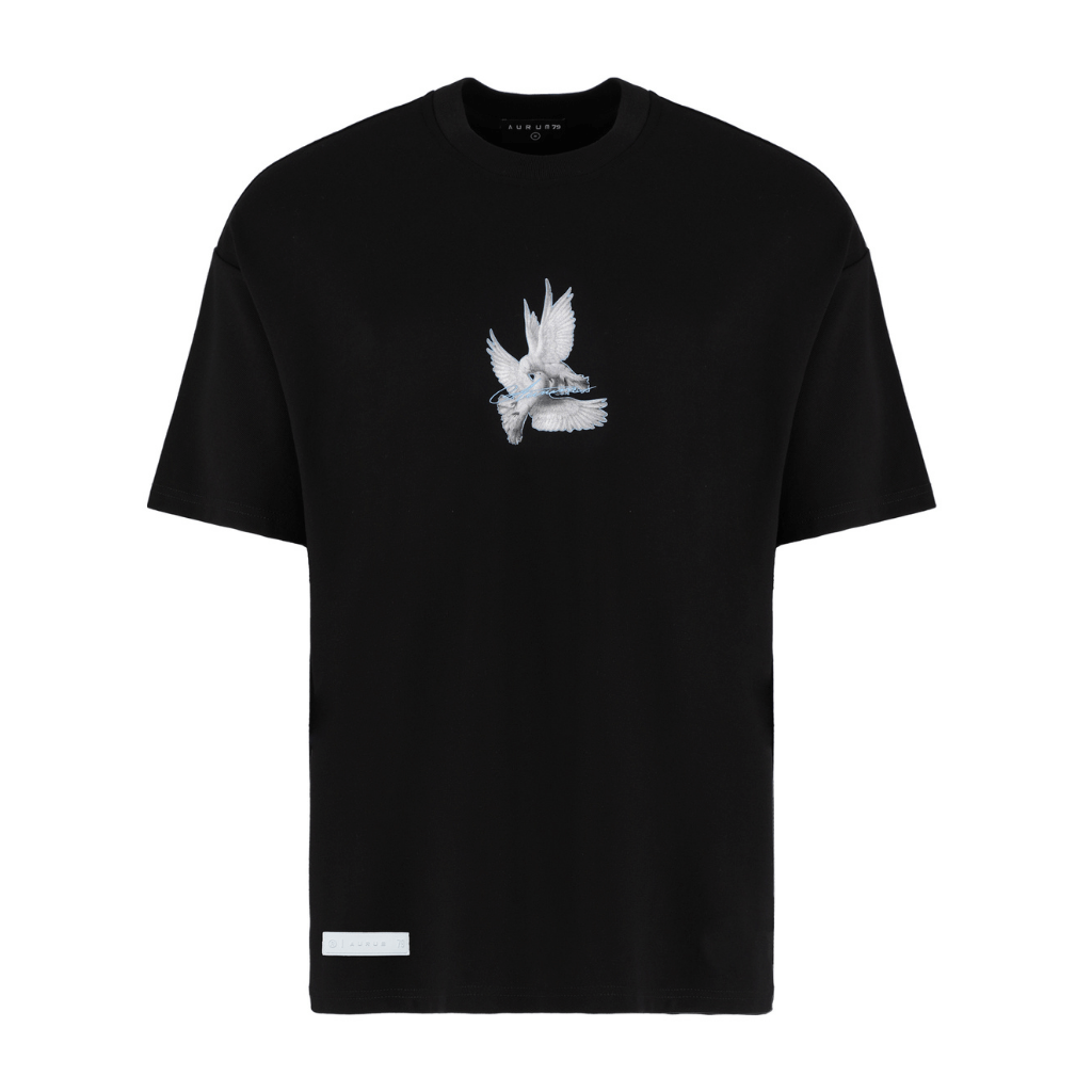 AURUM METROPOLIS III PIGEONS 2.0 CAMISETA SEMI OVERSIZED NEGRA