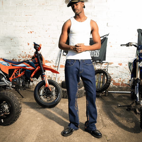 CULTUREWISE TWO STROKE SAINTS PANTALONES FLARE RAW DENIM JEAN AZUL