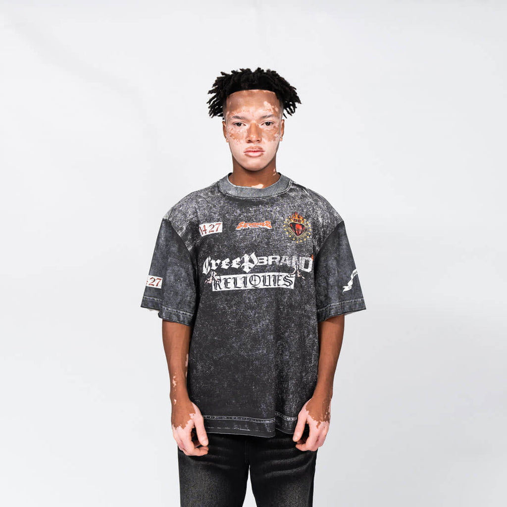 CREEP BRAND RELIQUIES NOIR CAMISETA OVERSIZE GRIS OSCURA