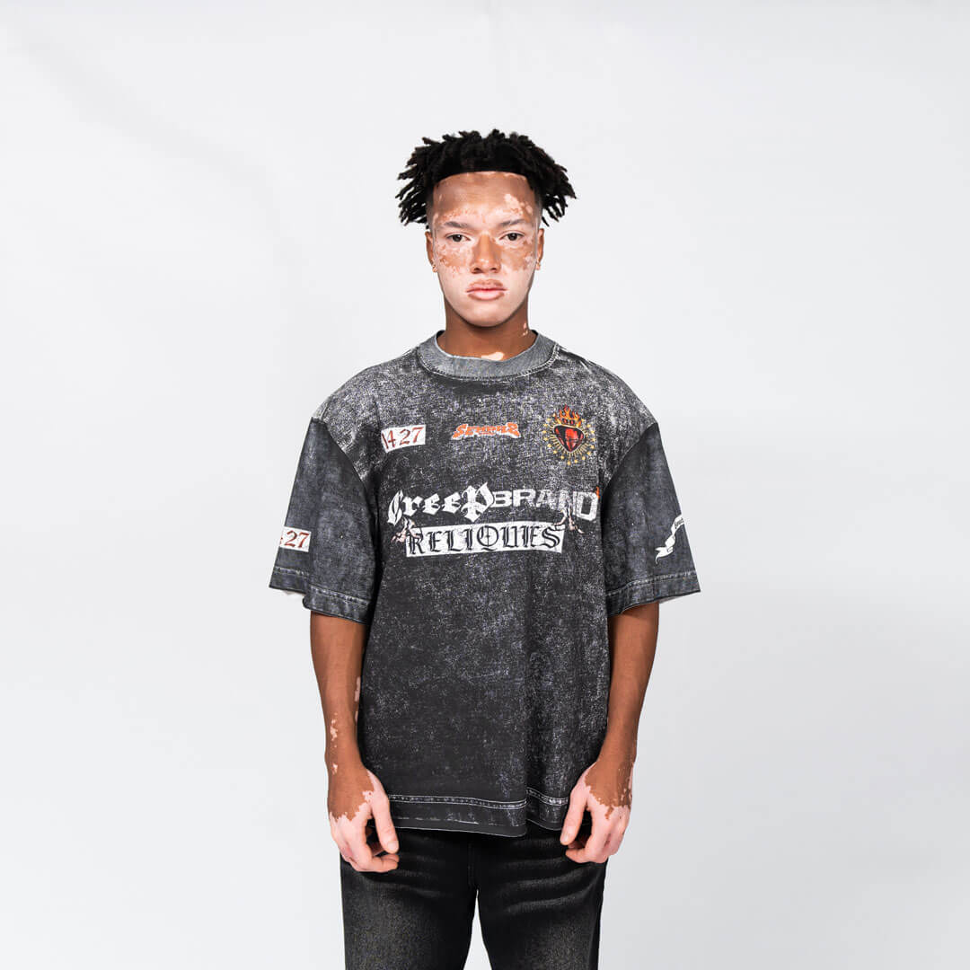 CREEP BRAND RELIQUIES NOIR CAMISETA OVERSIZE GRIS OSCURA