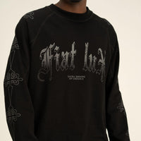 AP CROWN FIAT LUX SANCTUS BLACK PULLOVER MANGA LARGA OVERSIZE NEGRO