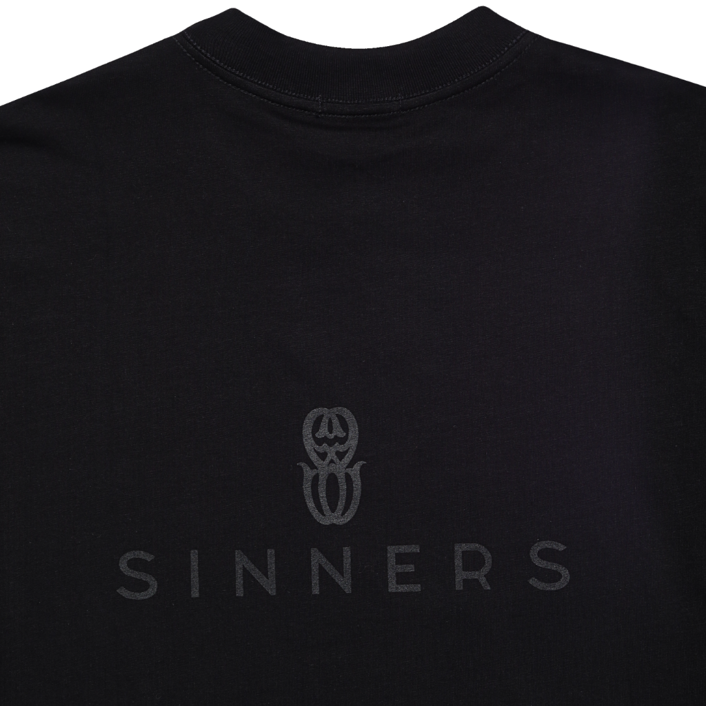 SINNERS FW25 RHINESTONE LOGO CAMISETA OVERSIZE NEGRA