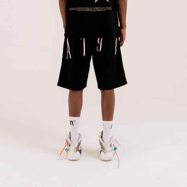 AURUM STARS I A79 BLACK & PINK SHORT LOOSE FIT NEGRO