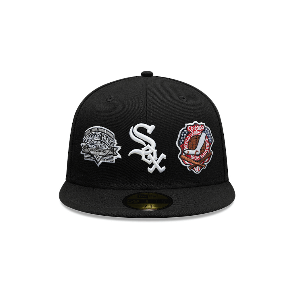 NEW ERA 59FIFTY MLB CHICAGO WHITE SOX MANY PATCH GORRA CERRADA NEGRA