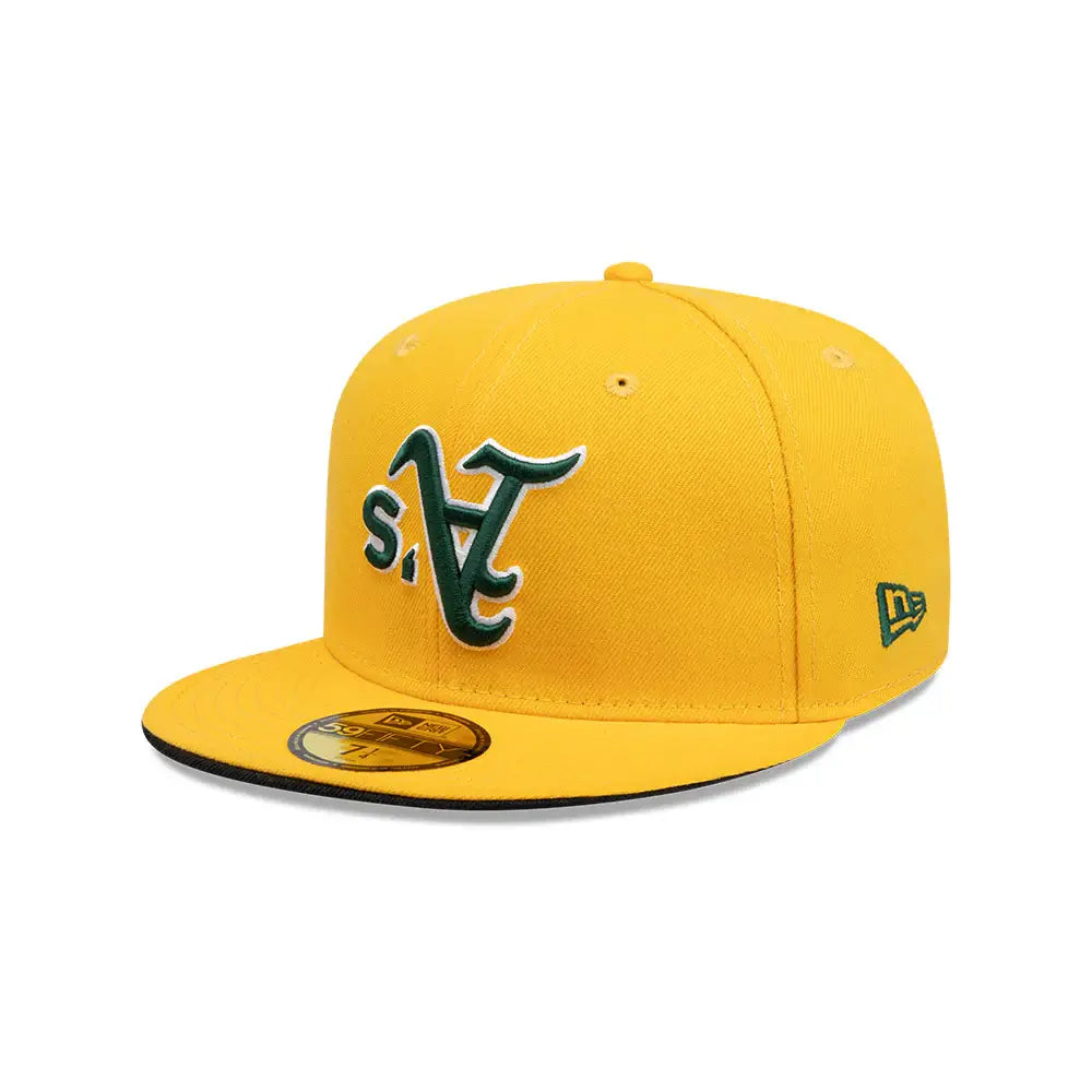 NEW ERA 59FIFTY MLB OAKLAND ATHLETICS UPSIDE DOWN GORRA CERRADA AMARILLA
