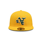 NEW ERA 59FIFTY MLB OAKLAND ATHLETICS UPSIDE DOWN GORRA CERRADA AMARILLA
