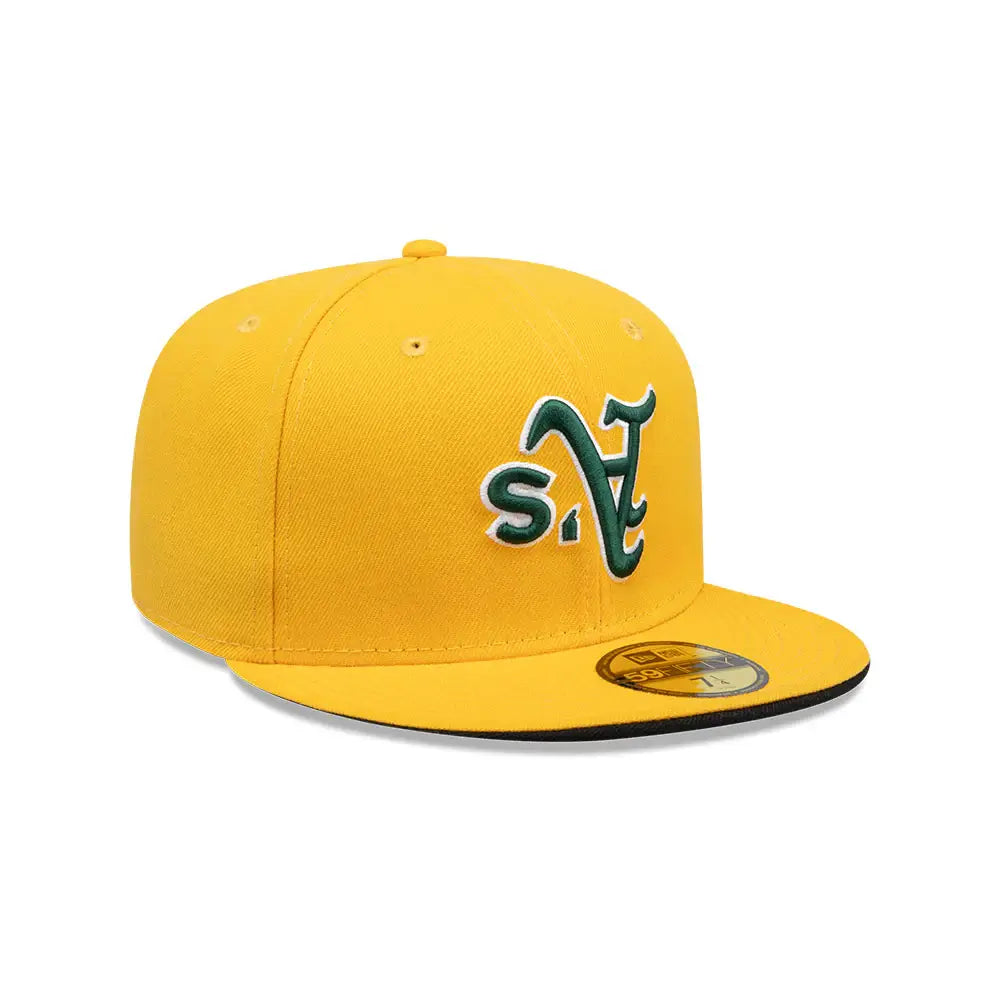 NEW ERA 59FIFTY MLB OAKLAND ATHLETICS UPSIDE DOWN GORRA CERRADA AMARILLA