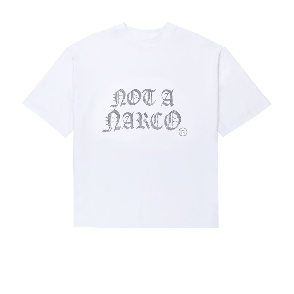 SINNERS NOT A NARCO CAMISETA BOXY BLANCA