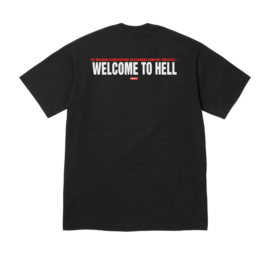 SUPREME X TOY MACHINE WELCOME TO HELL CAMISETA NEGRA