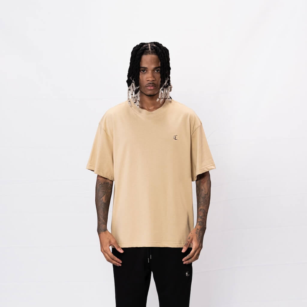 CREEP BRAND CAMISETA OVERSIZE BASICA PLACA BEIGE