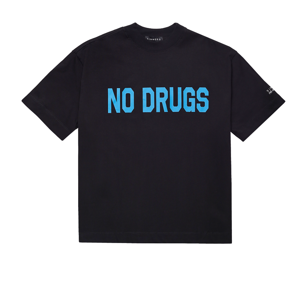 SINNERS NO DRUGS CAMISETA OVERSIZED NEGRA