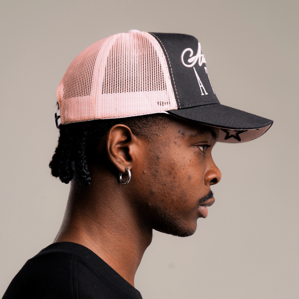 AURUM STARS I BLACK & ROSE CAP GORRA CAMIONERA AJUSTABLE ROSADA