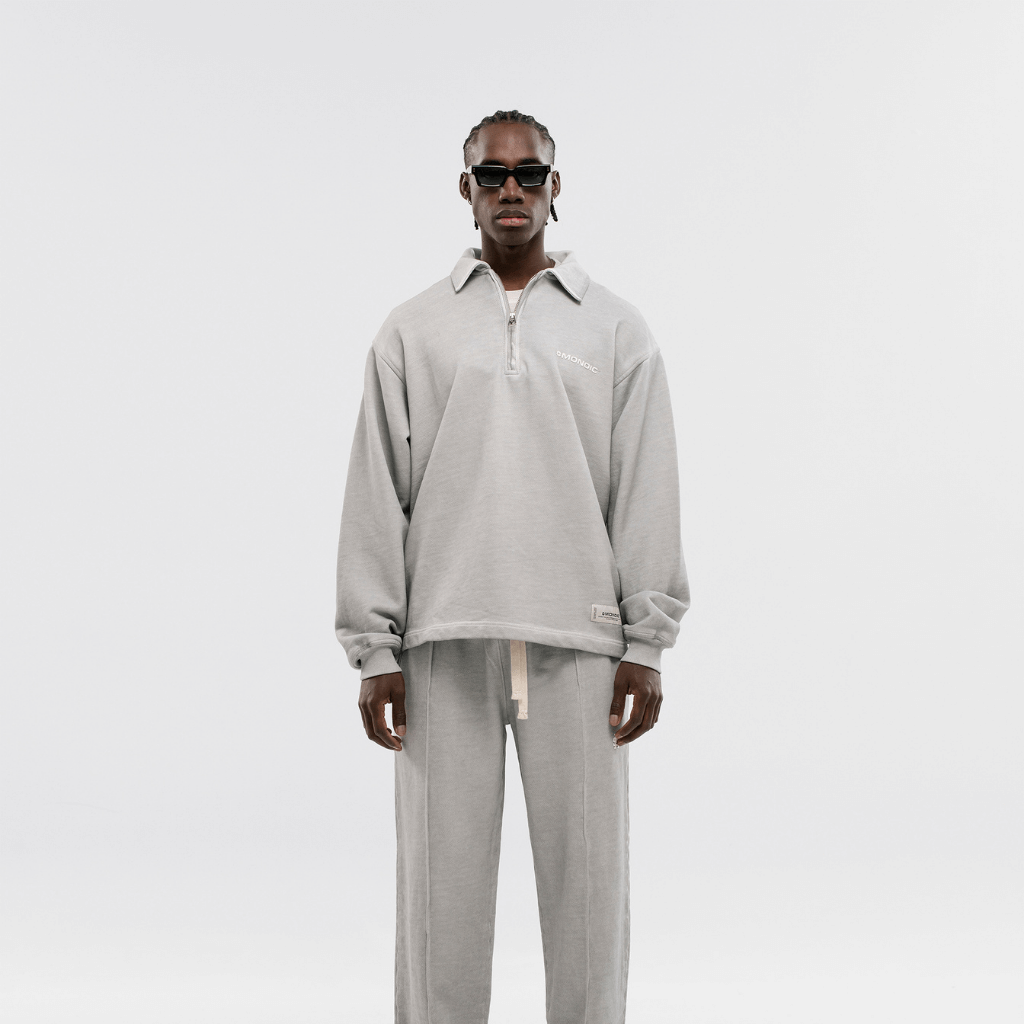 MONOIC TIMELESS V2 SACO QUARTER ZIP OVERSIZED GRIS DESGASTADO
