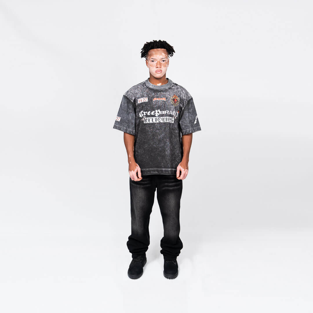 CREEP BRAND RELIQUIES NOIR CAMISETA OVERSIZE GRIS OSCURA