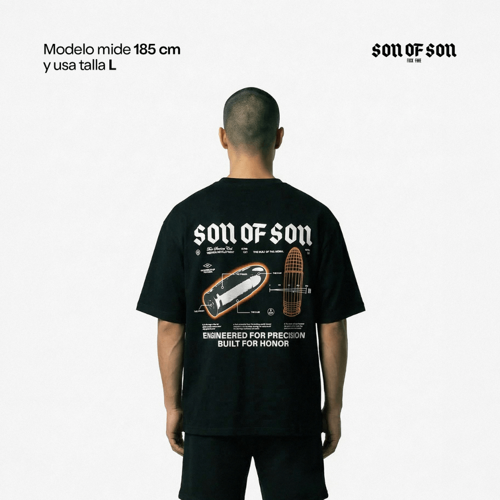 SON OF SON DALLAS TEXAS PRECISION DIVISION CAMISETA OVERSIZED NEGRA