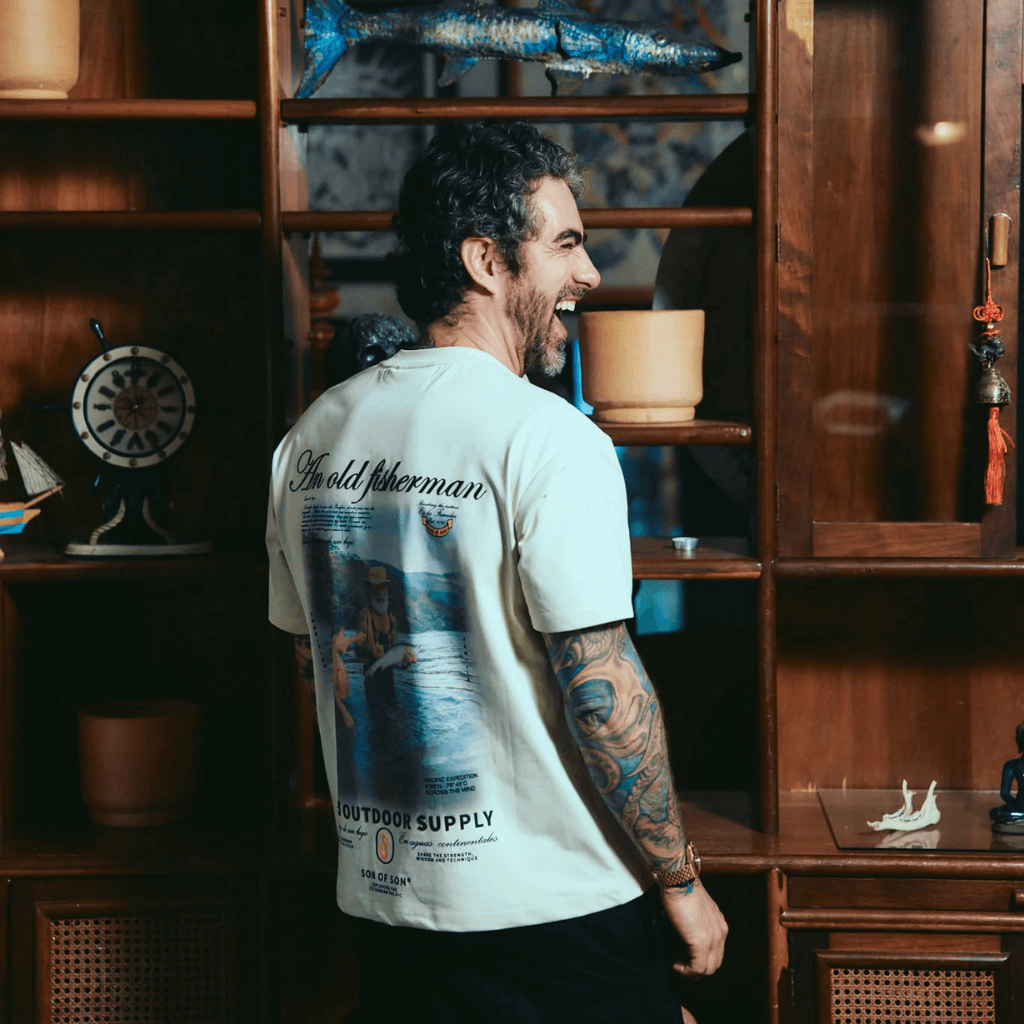 SON OF SON AN OLD FISHERMAN T-SHIRT OT-0 CAMISETA OVERSIZE BEIGE