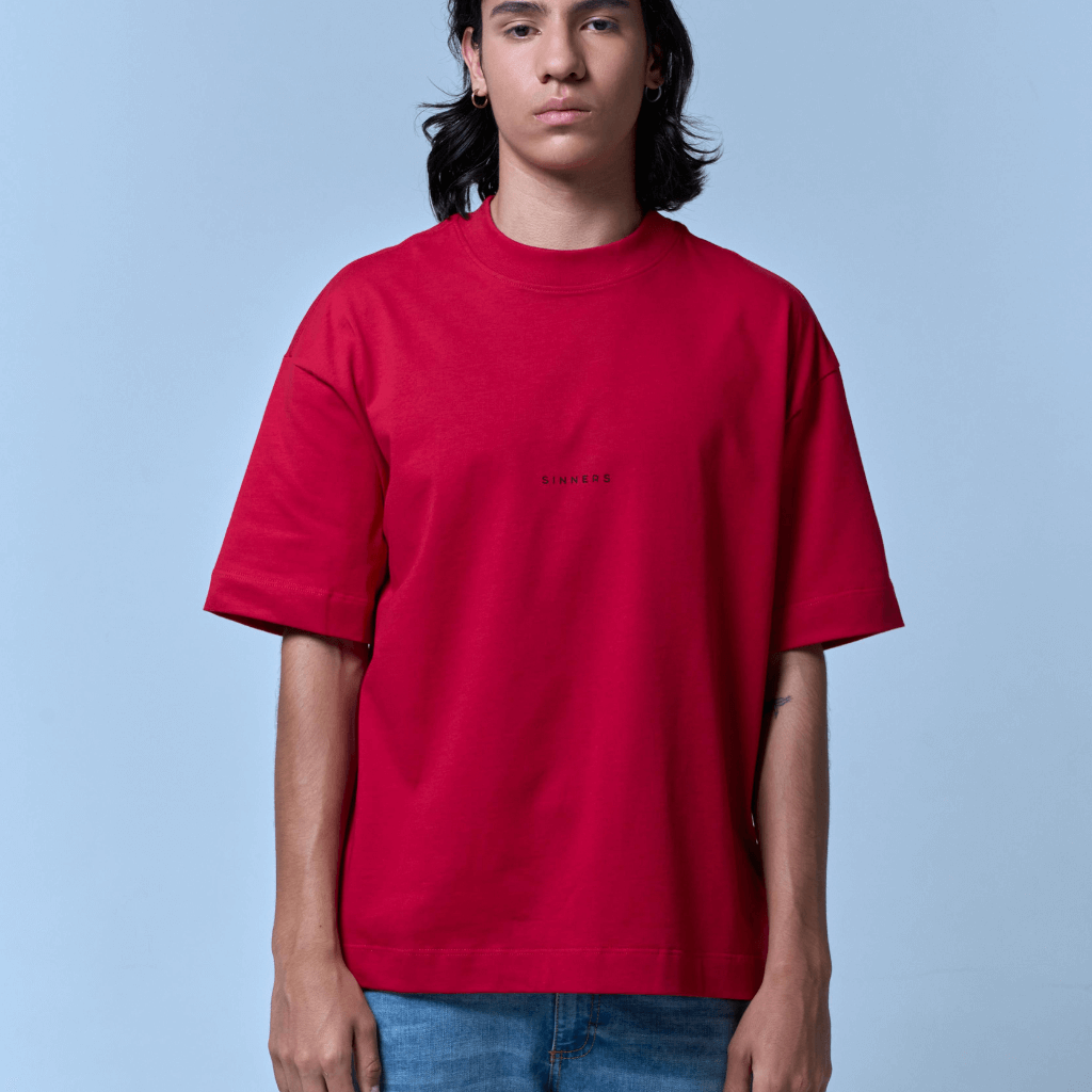 SINNERS CENTER LOGO CAMISETA BOXY ROJA