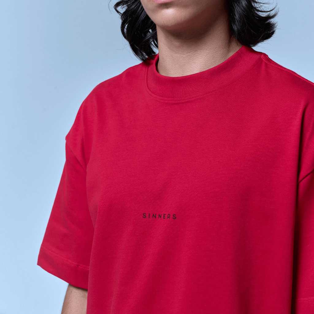 SINNERS CENTER LOGO CAMISETA BOXY ROJA
