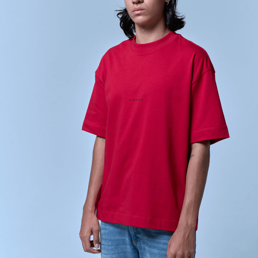 SINNERS CENTER LOGO CAMISETA BOXY ROJA