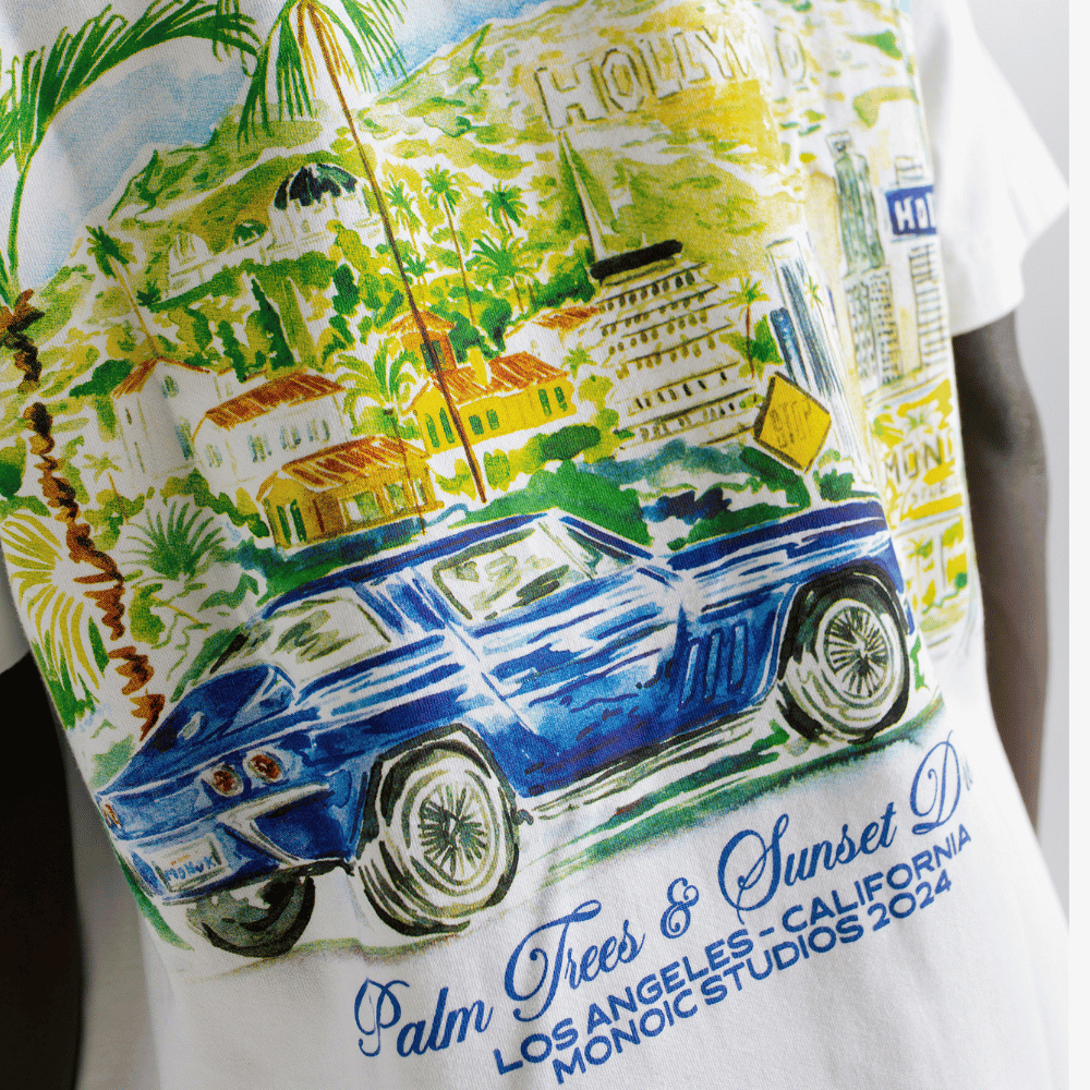 MONOIC SUNSET DREAMS LA HILLS CAMISETA EDICIÓN LIMITADA BOXY FIT BLANCO