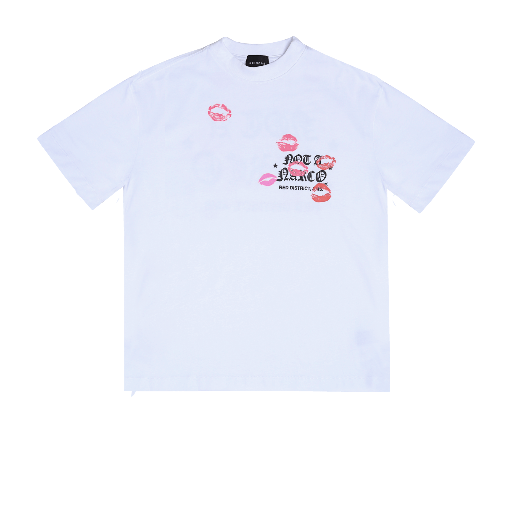 SINNERS SEXUAL FANTASIES II NOT A NARCO CAMISETA OVERSIZE BLANCA