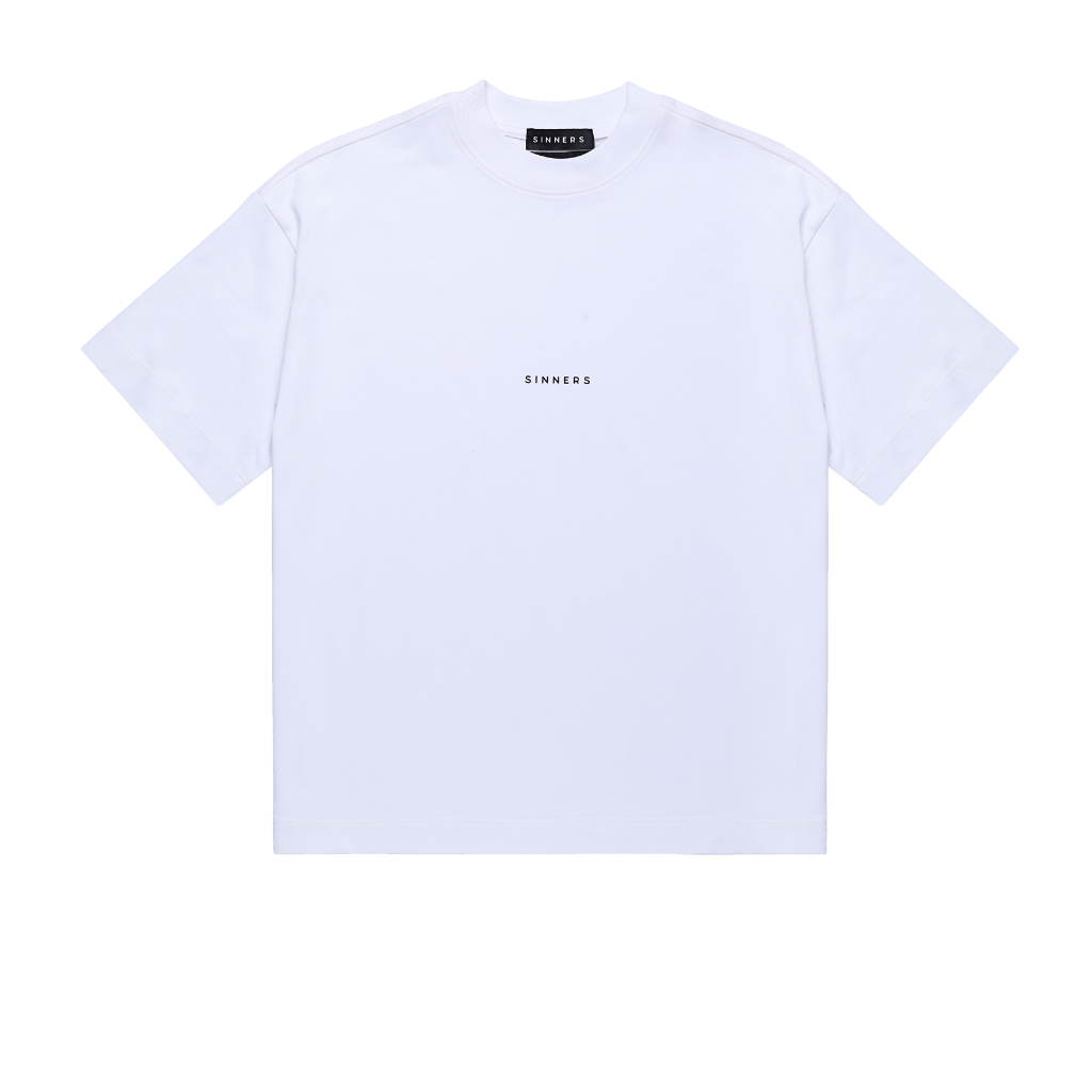 SINNERS CENTER LOGO CAMISETA BOXY BLANCA