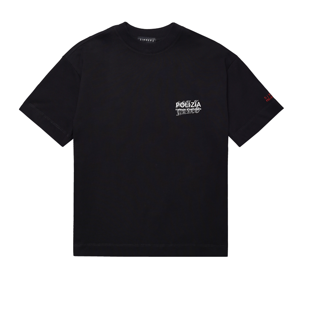 SINNERS POLIZIA CAMISETA OVERSIZED NEGRA