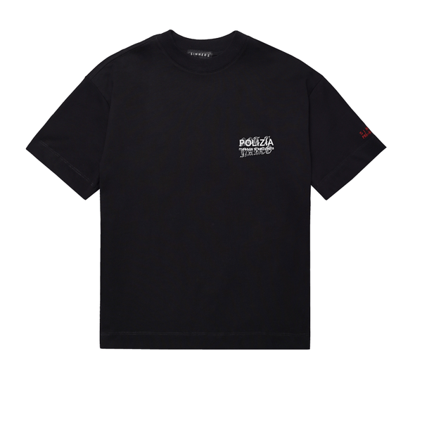 SINNERS POLIZIA CAMISETA OVERSIZED NEGRA