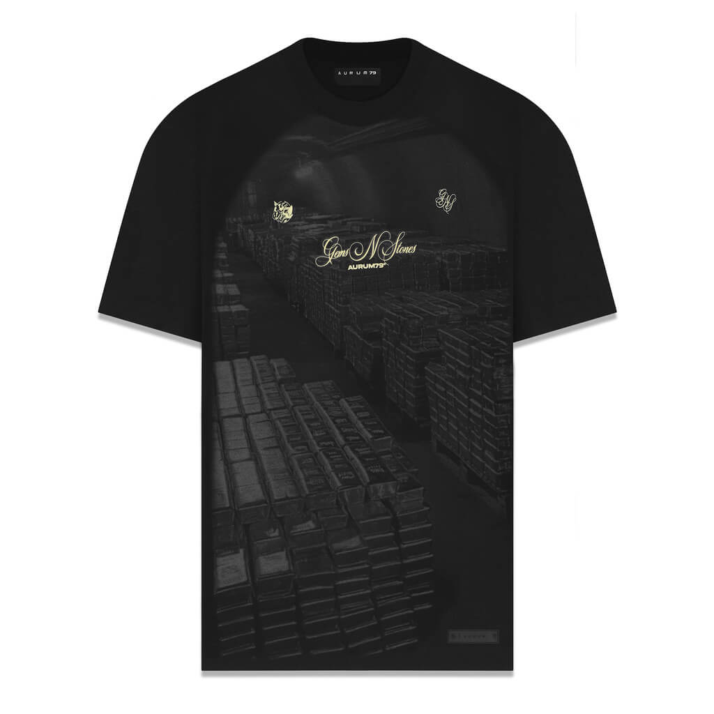 AURUM GEMS & STONES GOLD VAULT CAMISETA OVERSIZED NEGRA