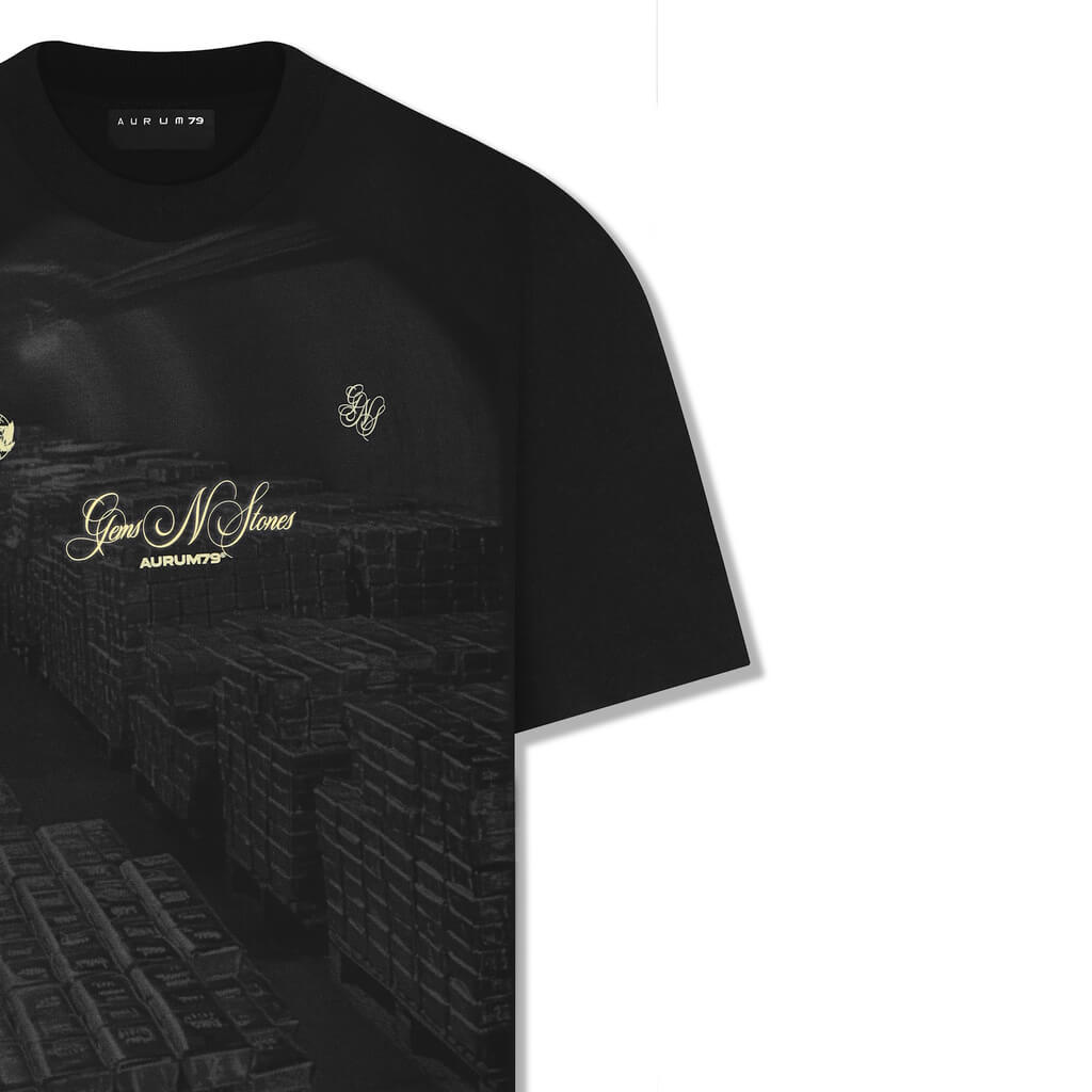 AURUM GEMS & STONES GOLD VAULT CAMISETA OVERSIZED NEGRA