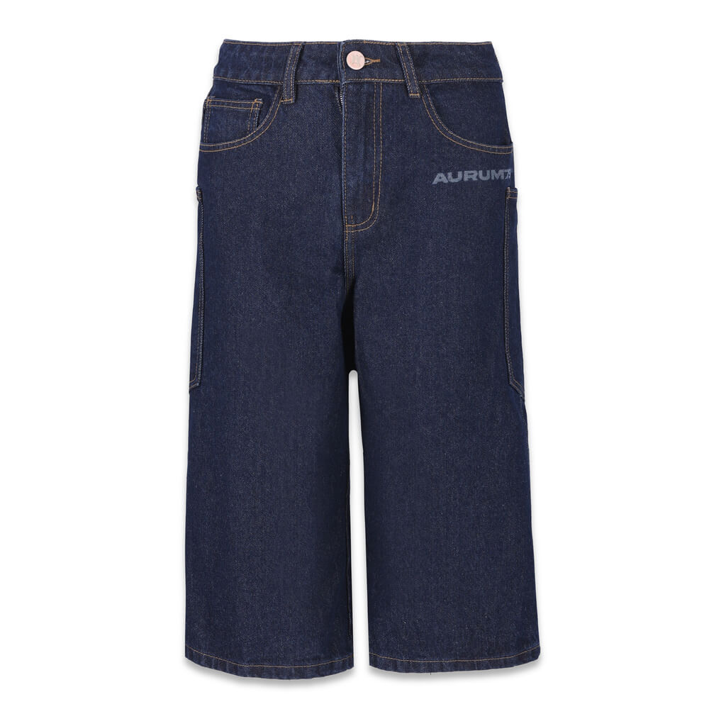 AURUM GEMS & STONES RAW DENIM JORTS AZUL