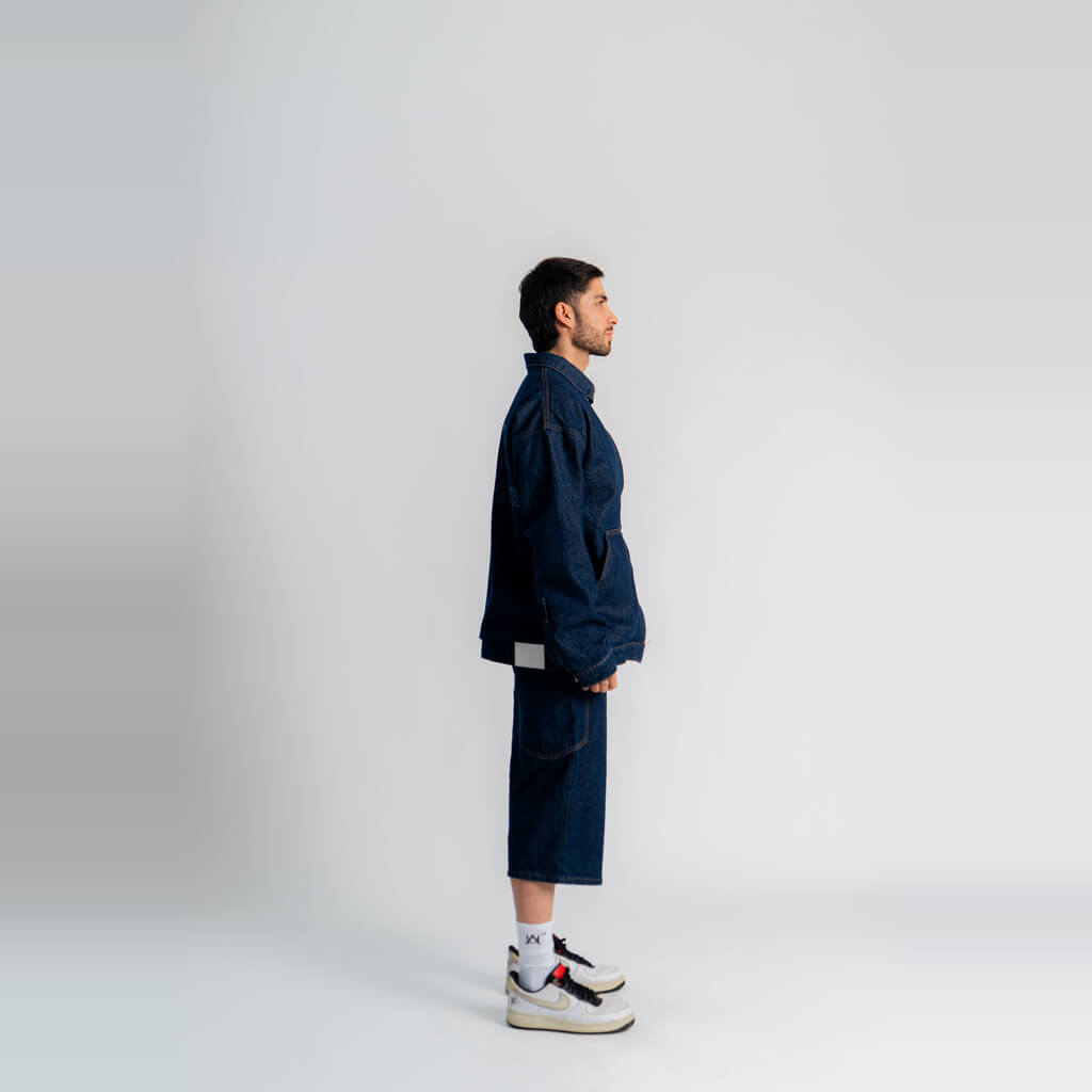 AURUM GEMS & STONES RAW DENIM JORTS AZUL