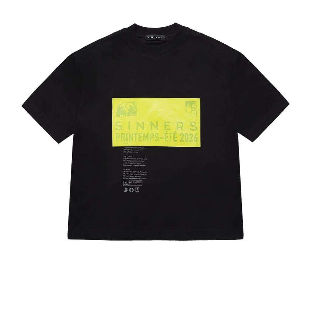 SINNERS SUGAR ABUSE PRE-CAUCION CAMISETA OVERSIZED NEGRA