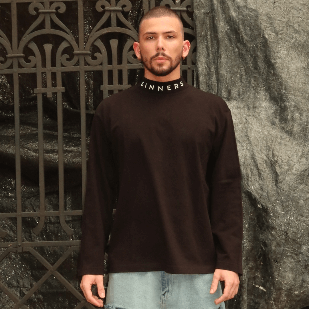 SINNERS LES MACONS LONG SLEEVE CAMISETA BASICA MANGA LARGA NEGRA