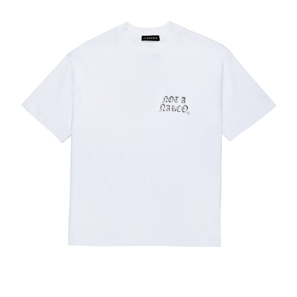 SINNERS NOT A NARCO FW25 CAMISETA BOXY BLANCA