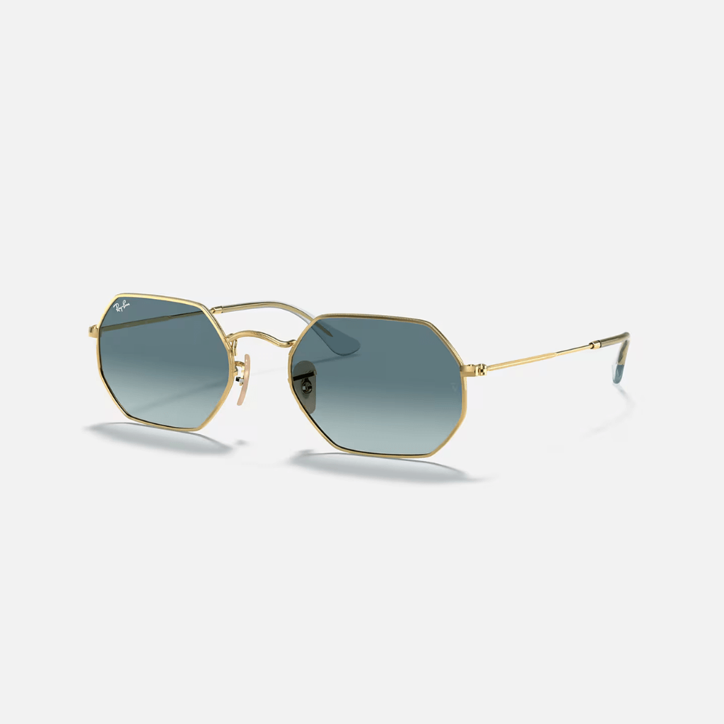 GAFAS RAYBAN OCTAGONAL LENTE AZUL MARCO DORADO