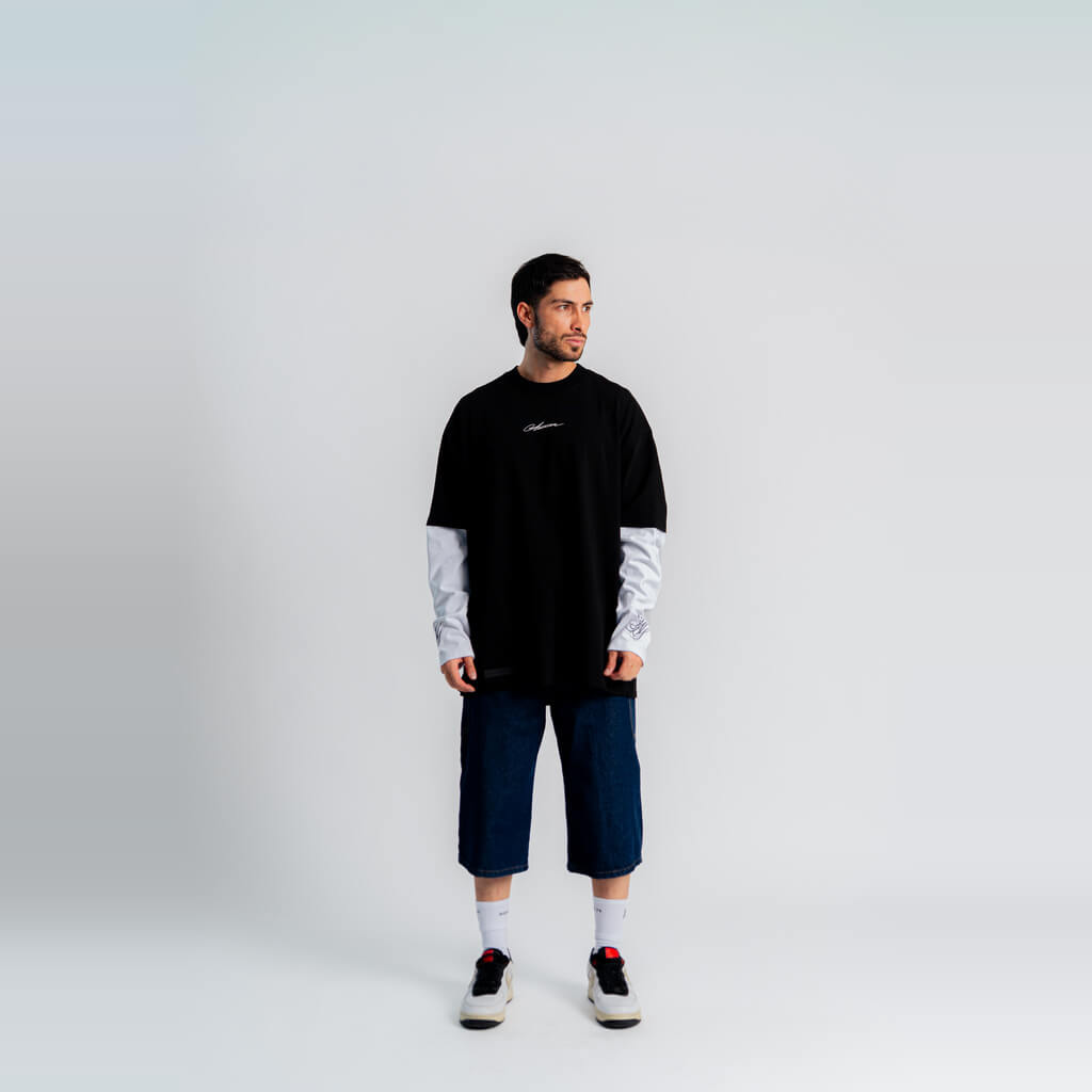 AURUM GEMS & STONES DOUBLE GEMS CAMISETA OVERSIZED NEGRA