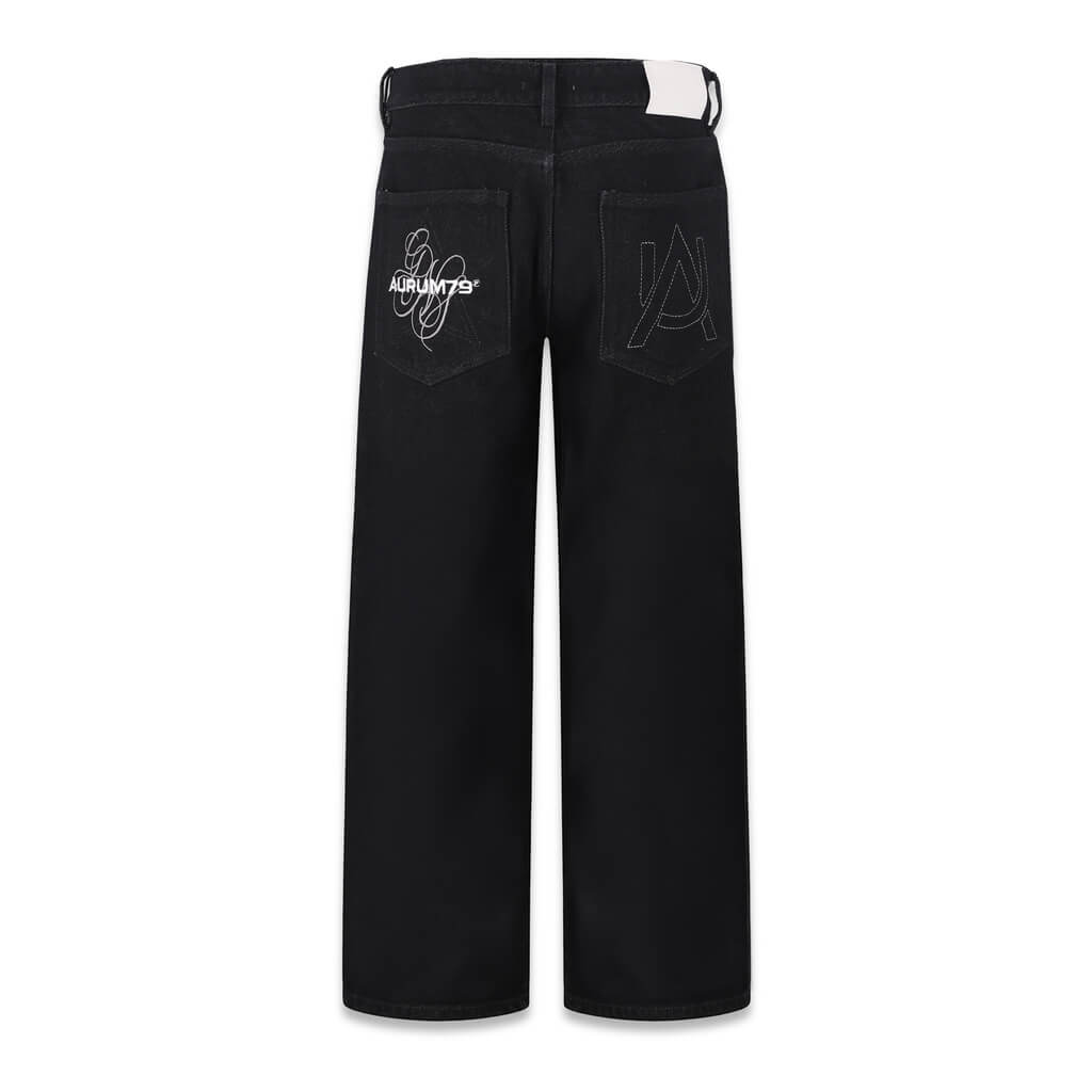 AURUM GEMS & STONES BLACK GEMS FLARED JEANS NEGROS