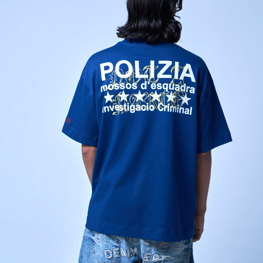 SINNERS POLIZIA CAMISETA OVERSIZED AZUL