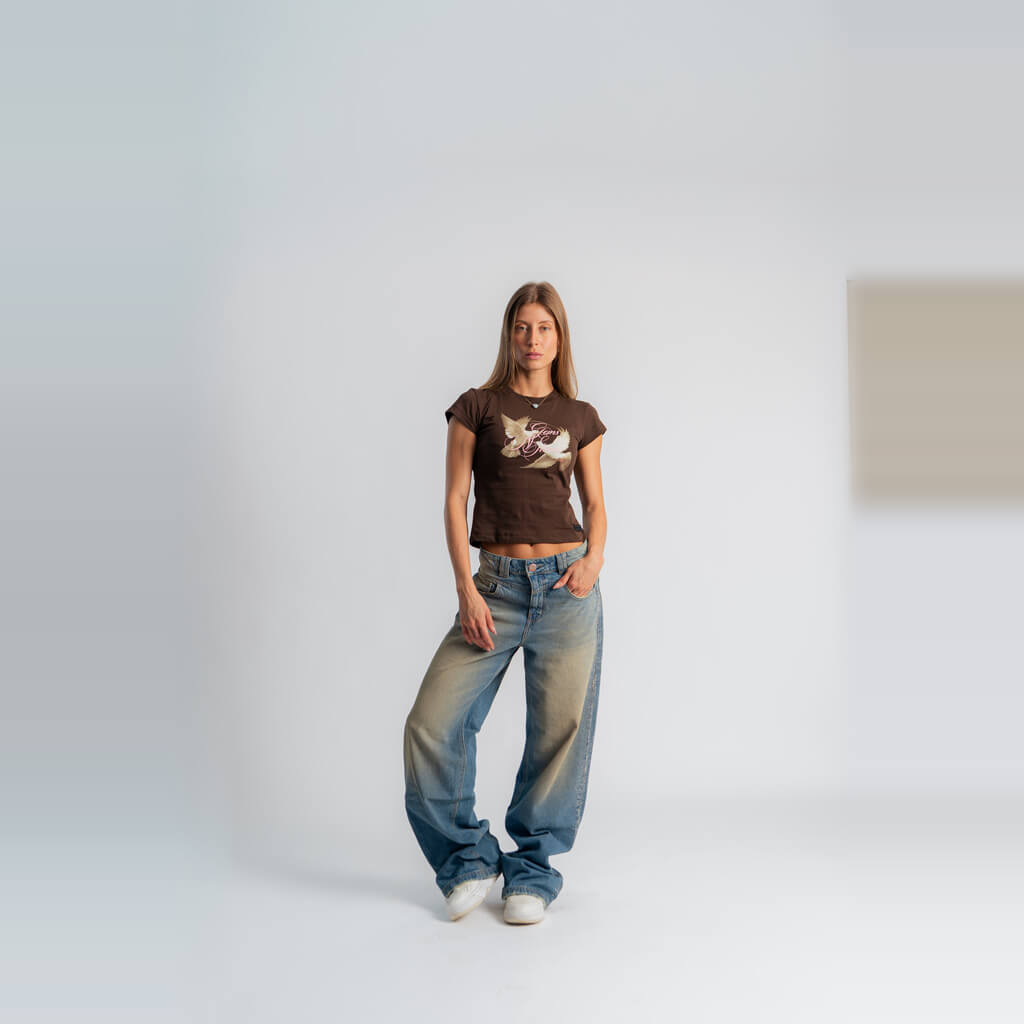 AURUM GEMS & STONES DIRTY SHINY W JEANS LOOSE FIT GRIS