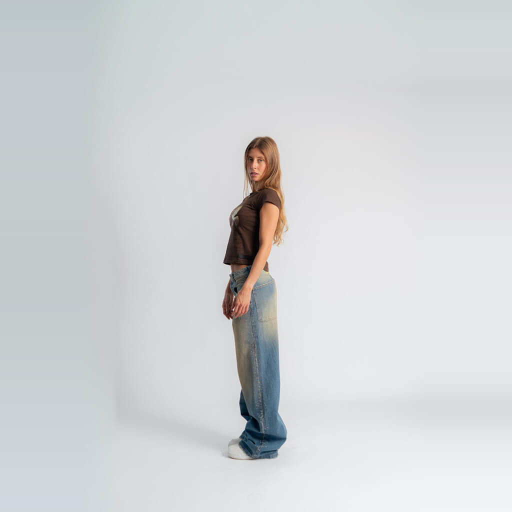 AURUM GEMS & STONES DIRTY SHINY W JEANS LOOSE FIT GRIS