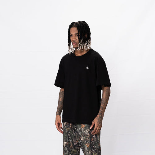 CREEP BRAND CAMISETA OVERSIZE BASICA PLACA NEGRA