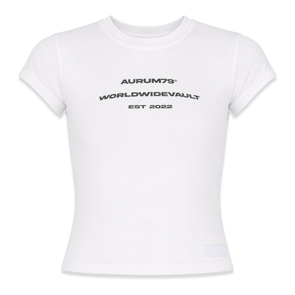 AURUM GEMS WORLDWIDE VAULT SLIM BABY TEE BLANCO