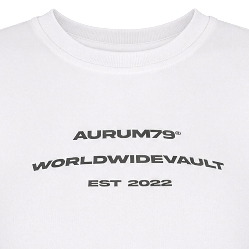 AURUM GEMS WORLDWIDE VAULT SLIM BABY TEE BLANCO