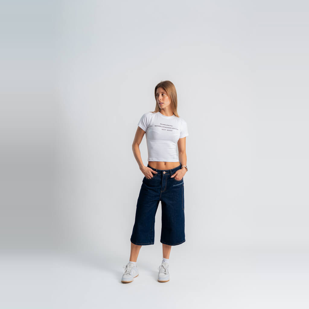 AURUM GEMS WORLDWIDE VAULT SLIM BABY TEE BLANCO