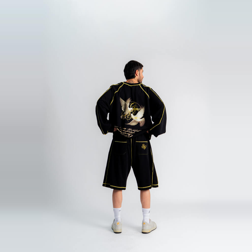 AURUM GEMS & STONES GEMS SEAMS SHORTS LOOSE FIT NEGROS