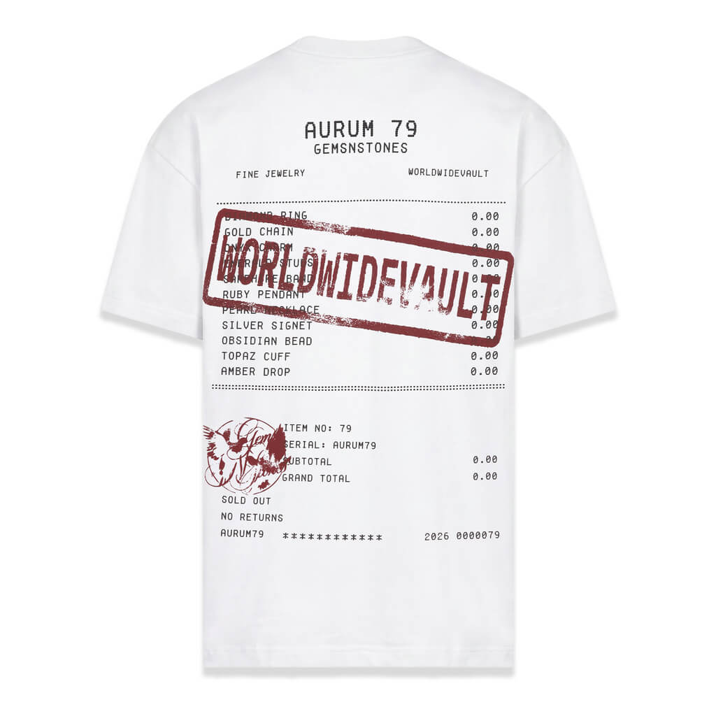 AURUM GEMS & STONES WORLD VAULT CAMISETA SEMI OVERSIZED BLANCA