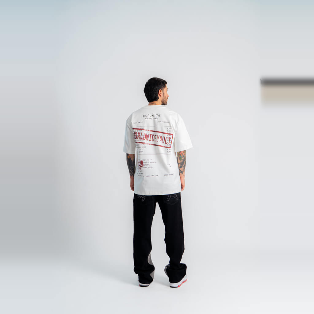 AURUM GEMS & STONES WORLD VAULT CAMISETA SEMI OVERSIZED BLANCA
