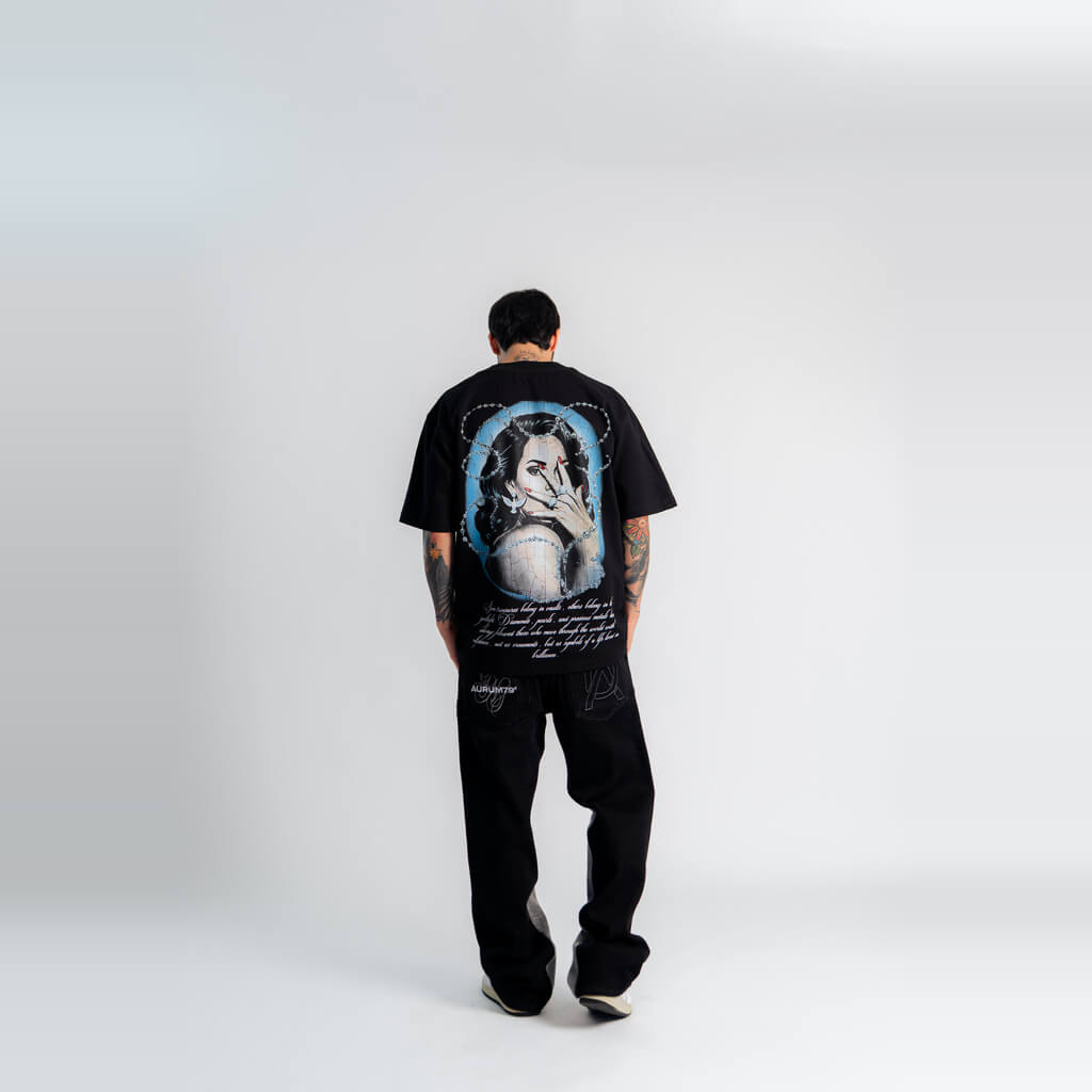 AURUM GEMS & STONES GOT JEWELS CAMISETA OVERSIZED NEGRA